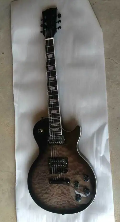 Wholesale les electric guitar standard guitar black hardware mahogany body/neck in brown burst 150710 Wholesale les electric guitar standard guitar black hardware mahogany body/neck in brown burst 150710