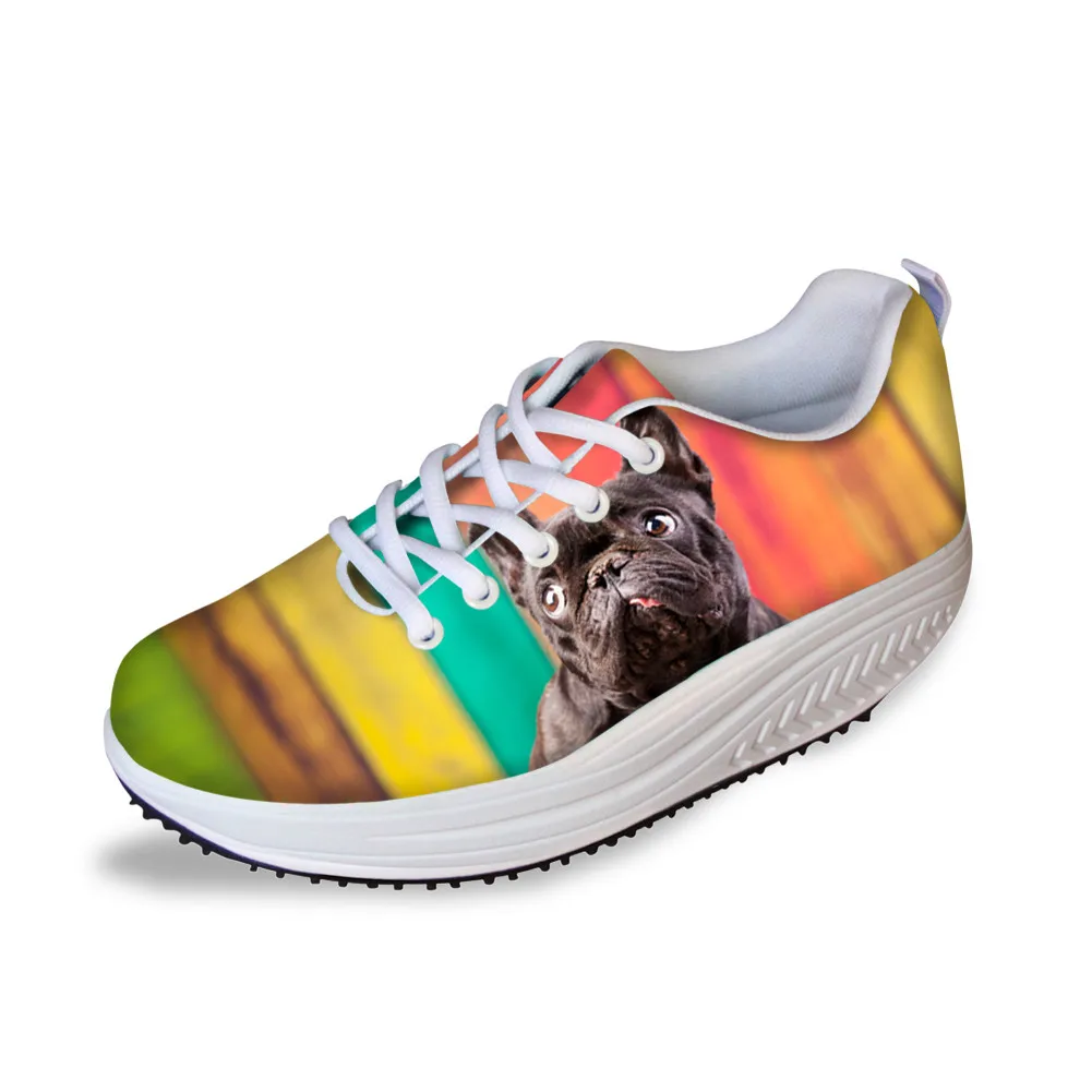

Rainbow Cute Bulldogs Women Flats Summer Breathable Platform Swing Shoes New Hollow Ultra-light Female Lazy Slimming Sneakers