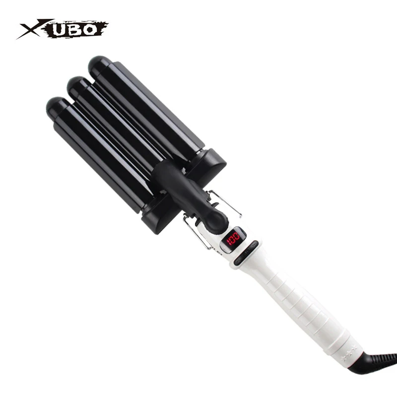 

Electric Hair Comb Curling Iron Waver Roller Wand 110-220v Perm Ceramic Triple Barrels Deep Curler Wave Curly Styling Tools