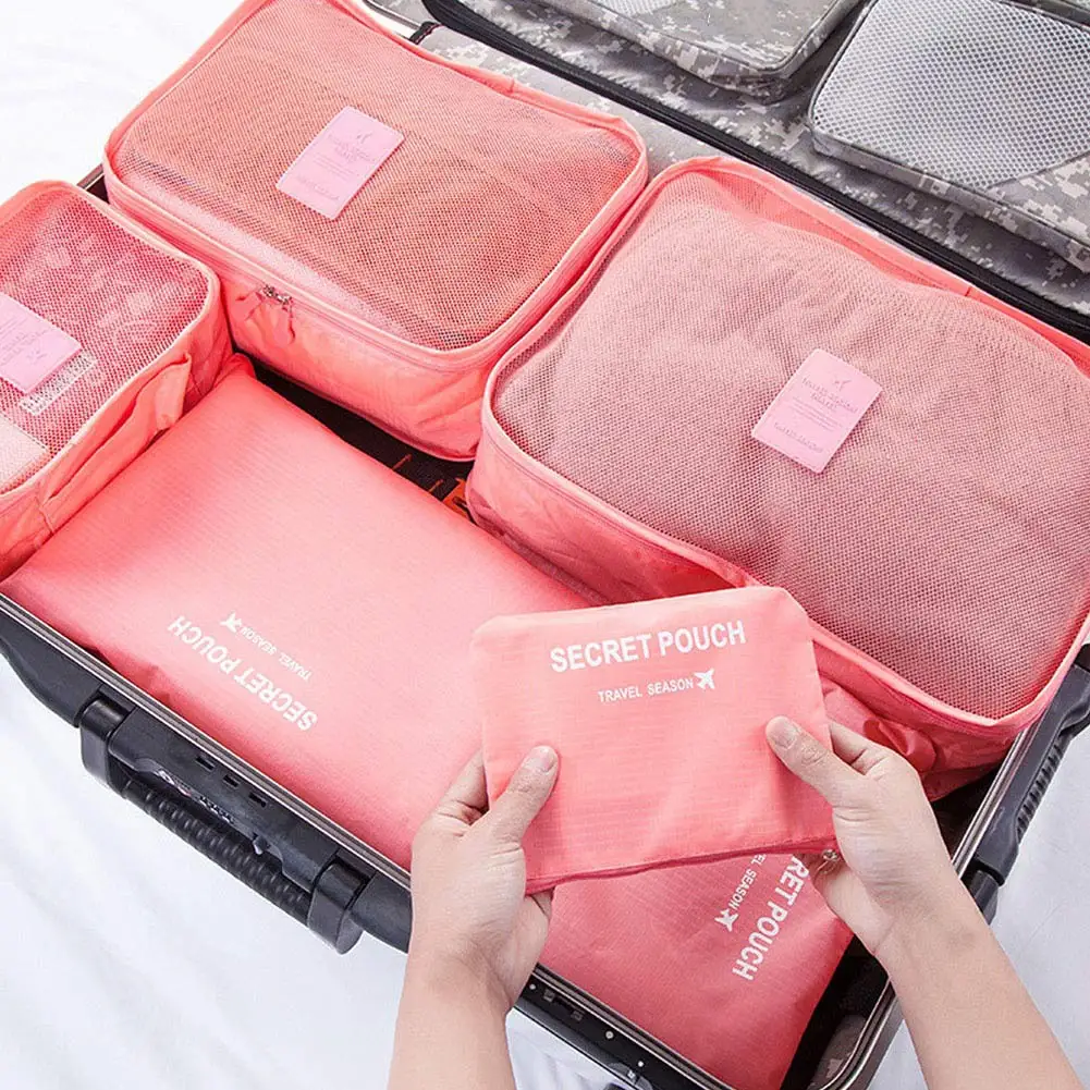 

6 Pcs Clothes Storage Bags Packing Cube Traveling Home Clothing Organizer Set MJJ88