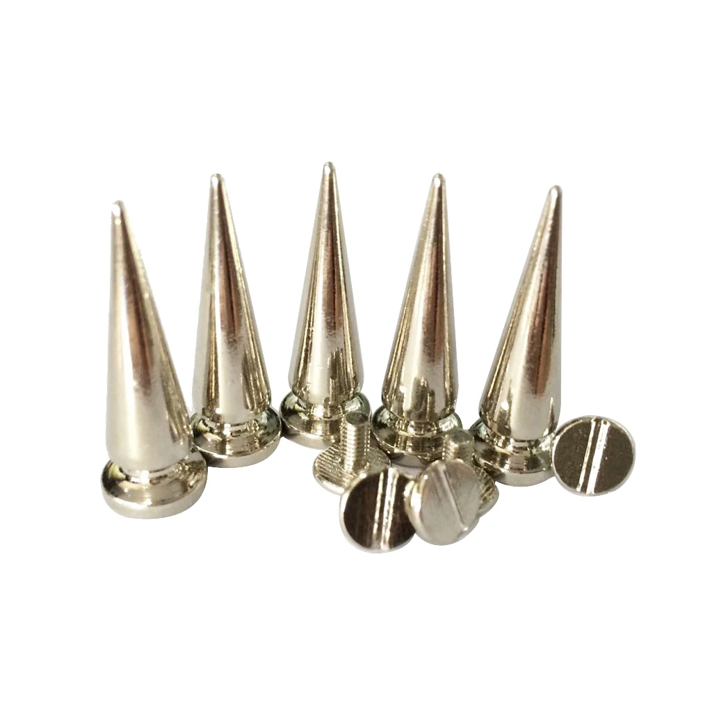  20 Sets Skull Cone Studs Rivets Punk Rock Spikes Shoes Bag DIY Leather Craft Silver