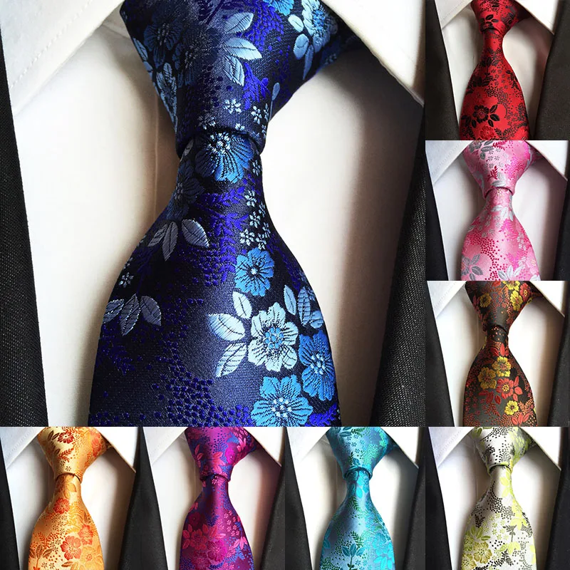 

Fashion 8cm Silk Men's Tie Floral Flower Business Casual Necktie Wedding Party CorbatasTie for Man Formal Dress Ties Mens Gift