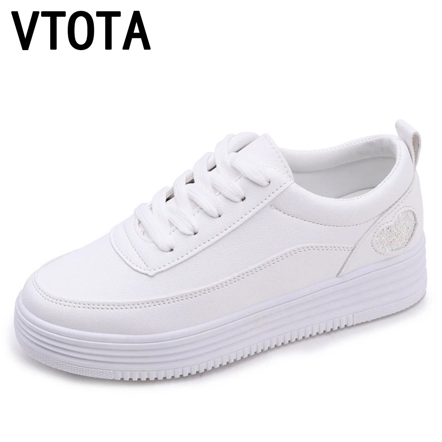 VTOTA/белые туфли Женские кроссовки на платформе из искусственной кожи Zapatillas Mujer