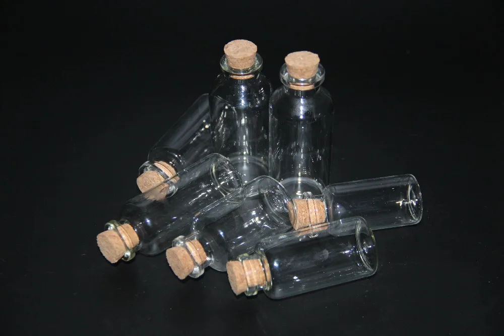 20X 15ml 20ml 23ml 25ml 30ml 50ml 110ml Glass Bottle Vial Empty Sample Jar with Cork Message Vial Wedding Wish Bottle glass jar 3
