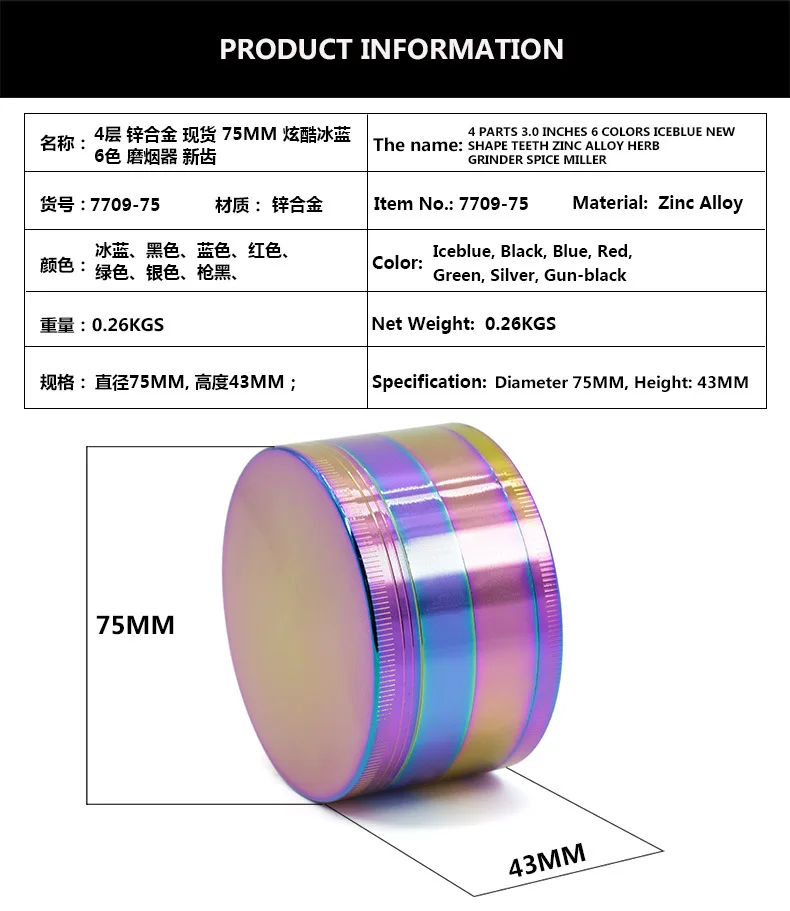Новая зубная мельница, шлифовальная машина 75 мм, 2 слоя цинкового сплава, мельница для трав, табака, специй, дробилка, ручная рукоятка, мульлер, аксессуары для курения