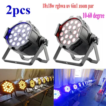 

Tax paid no fee 2pcs 18X18W RGBWA UV 6in1 Led Zoom Par 64 Light effect dj dmx lighting 10-60 degree