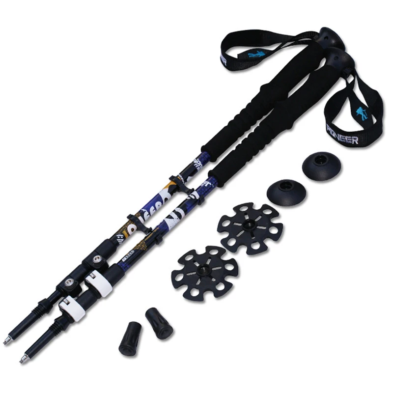 

2pcs/lot External Lock Trekking Pole Hike Telescope Stick Nordic Walk Cane Carbon Fiber Aluminum Ski Camp Free Shipping FY0582