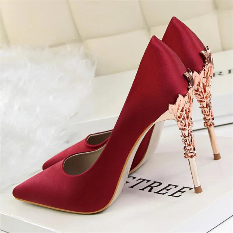 

New high-quality high heel women's shoes stiletto high-heeled satin shallow mouth pointed women's high heels