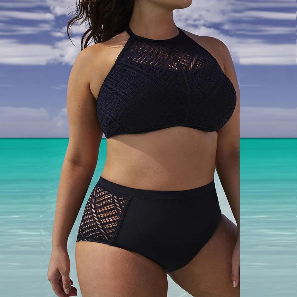 

Swimwear Women Sexy Tankini Biquini Plus Size 3xl Two Piece Swimsuits Women 2019 Black Retro Tankini Push Up Bathing Suit Women