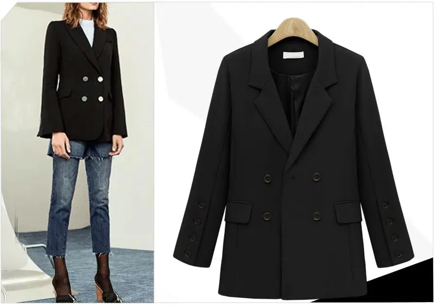 Autumn Winter Suit Blazer Women 2019 New Casual Double Breasted Pocket Women Jackets Elegant Long Sleeve Blazer Outerwear Autumn Winter Suit Blazer Women 2019 New Casual Double Breasted Pocket Women Jackets Elegant Long Sleeve Blazer Outerwear