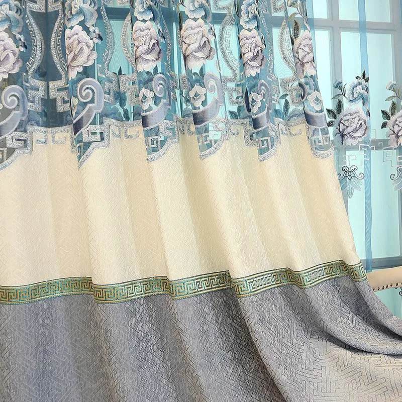Cloth Роскошные вышитые холлоутовые шторы для гостиной, Прошитые серые тюлевые оконные шторы, полузатемненные шторы для VillaM007-30 - Цвет: Cloth