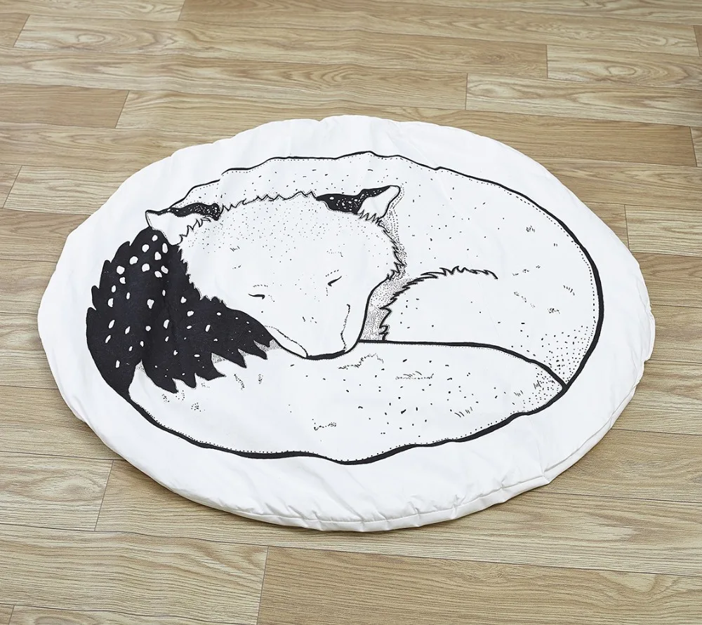 

Fox Printed Cotton Nordic Baby Padded Play Indian Play Mat Teepee Mat Rug Room Decor Round Playmat