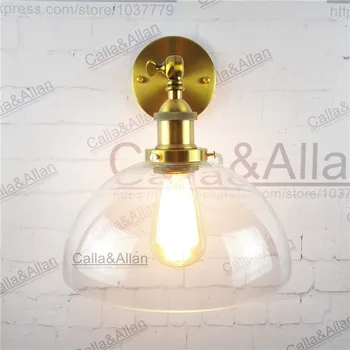 

Industrial Vintage Wall Sconce clear glass shade loft Wall Lamp light fixture antique brass socket E27 edison retro wall light