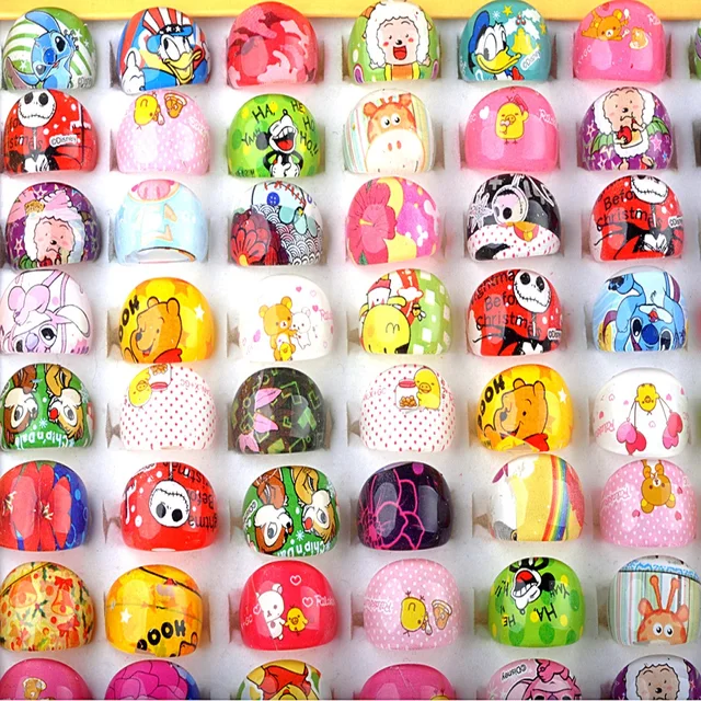 10PCS/Set Mixed Size Colorful Rings Fashion Cartoon Character Resin Children Rin 10PCS/Set Mixed Size Colorful Rings Fashion Cartoon Character Resin Children Rin