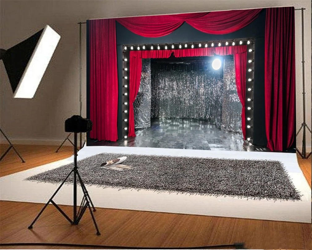 写真撮影の背景赤カーテンボケハローグリッタースポット大理石床シアター写真の背景 背景 Aliexpress
