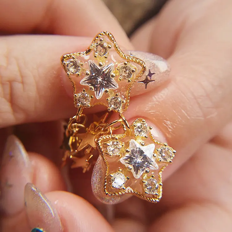 5pcs Luxury Nail Art jewelry Zircon Star Frame Nail Art High end Nail