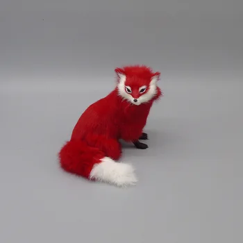 

new red fox models toy polyethylene & furs simulation sitting fox doll home decoration about 16x14x14cm p0071