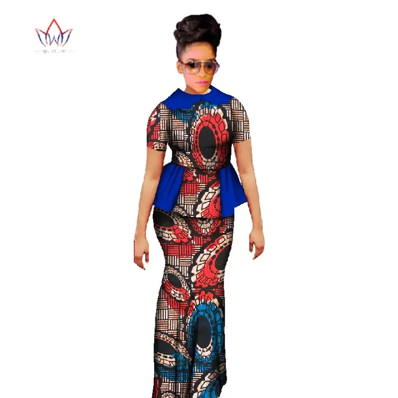 Африканская восковая юбка с принтом размера плюс Дашики, наборы, традиционная одежда для женщин, Базен Riche, Африканский комплект из двух предметов, юбка, WY397 - Цвет: 17