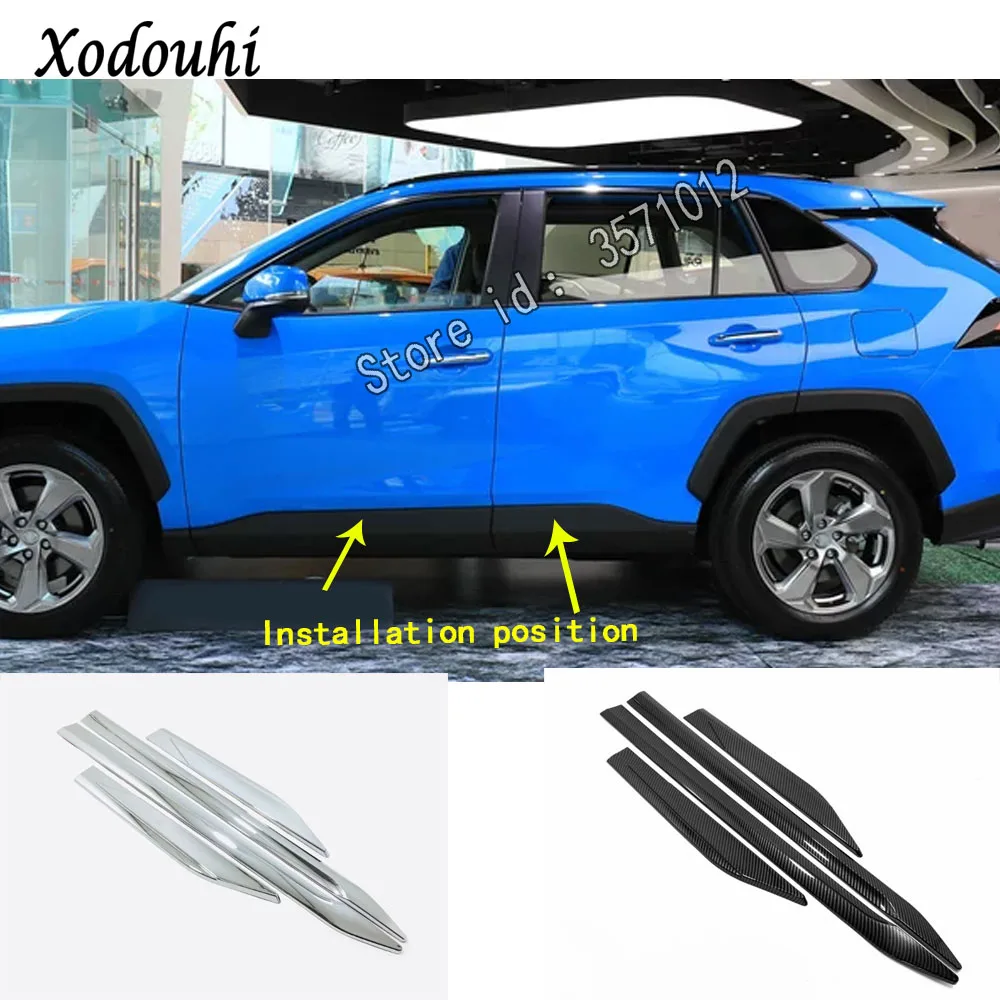 

For Toyota RAV4 2019 2020 car sticker styling side door body trim strip molding stream lamp panel bumper parts 4pcs