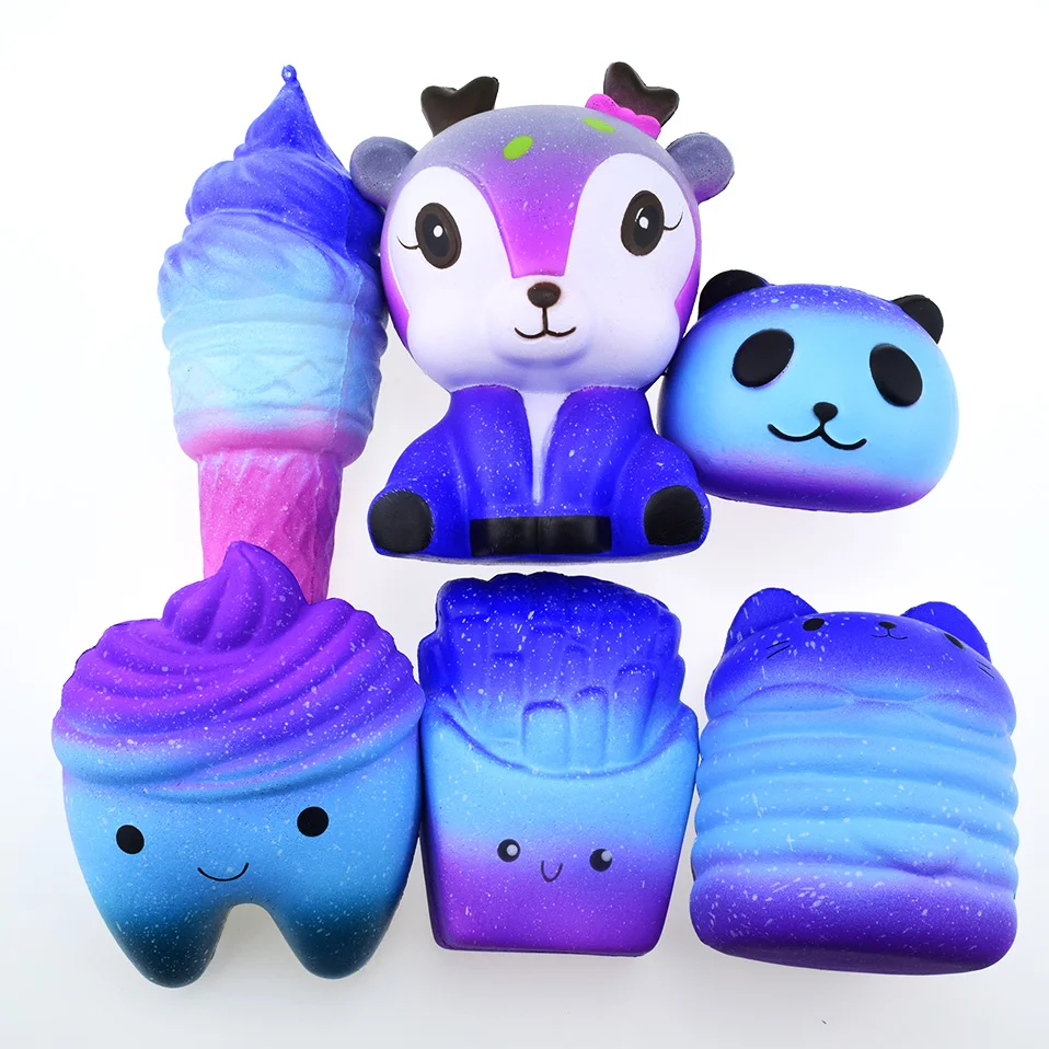 Дропшиппинг 2018 Jumbo Squishy Galaxy милые животные Олень гамбургер зуб панда мороженое