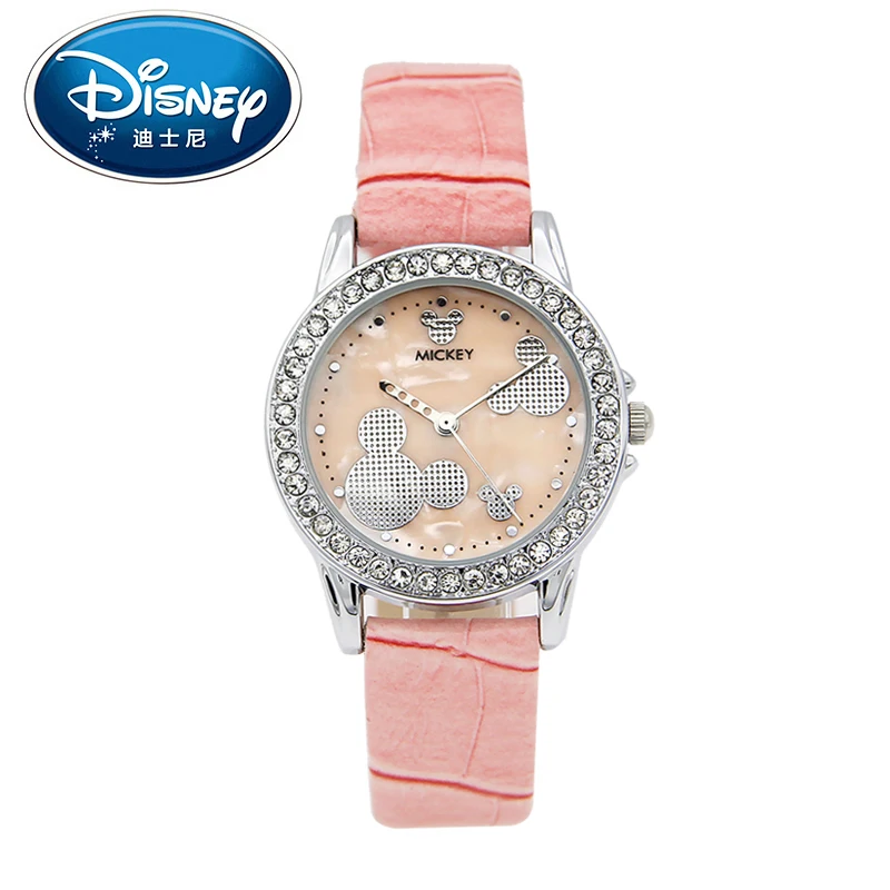 

Disney women Kids Watch children Fashion Cool Cute Quartz Wristwatches Girls Waterproof Mickey Mouse Leather Strap Clock
