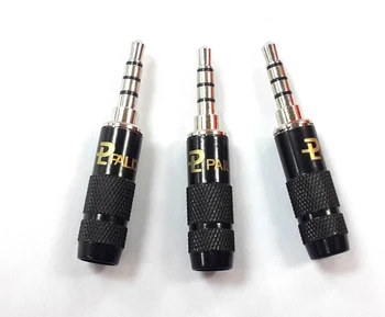 

10pcs Rhodium-plated Pailiccs 3.5mm 4pole Black Straight Jack male adapter Audio Connector For DIY Solder free shipping