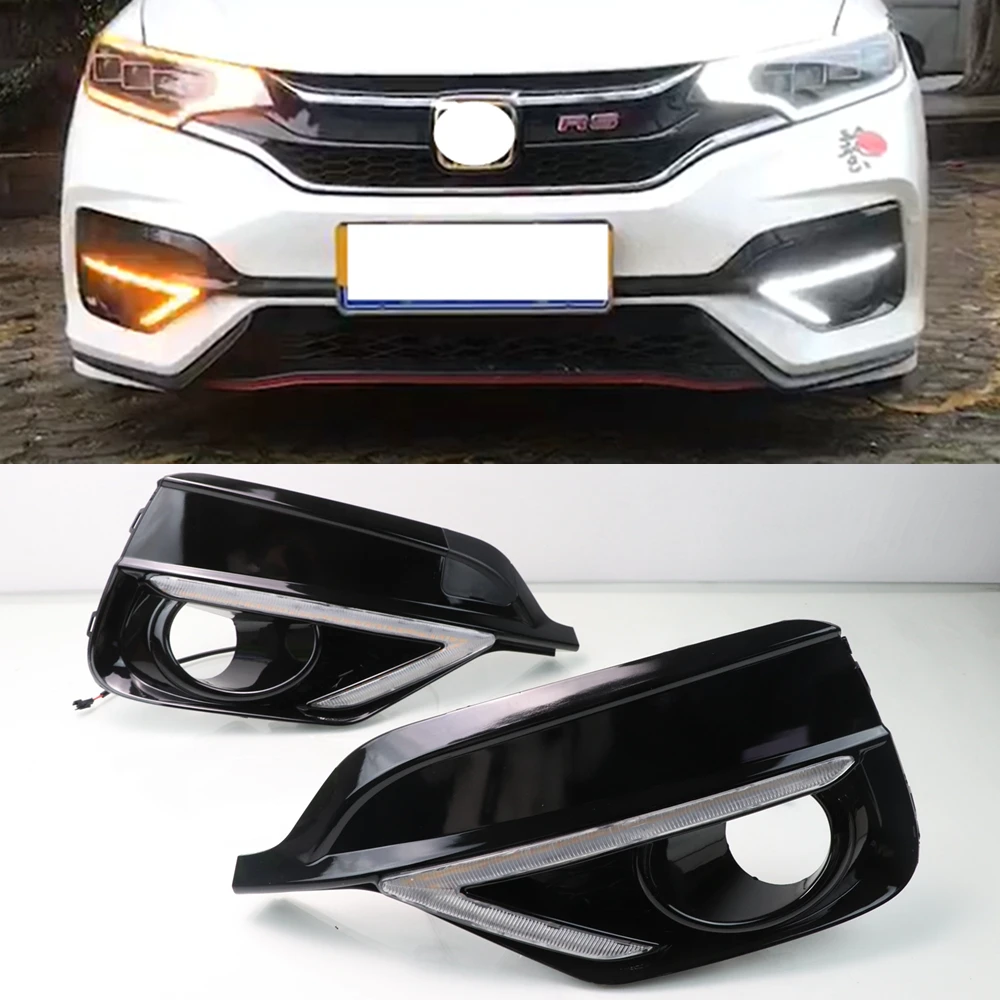 1 пара для Honda Fit Jazz Sport RS поворотное желтое Сигнальное реле водонепроницаемый автомобильный DRL 12 В Светодиодный дневной ходовой фонарь противотуманная фара