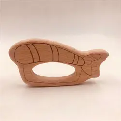 DIY детские игрушки Прорезыватель органический Натуральный Бук деревянные милые руки с игрушки детские деревянные Прорезыватель для