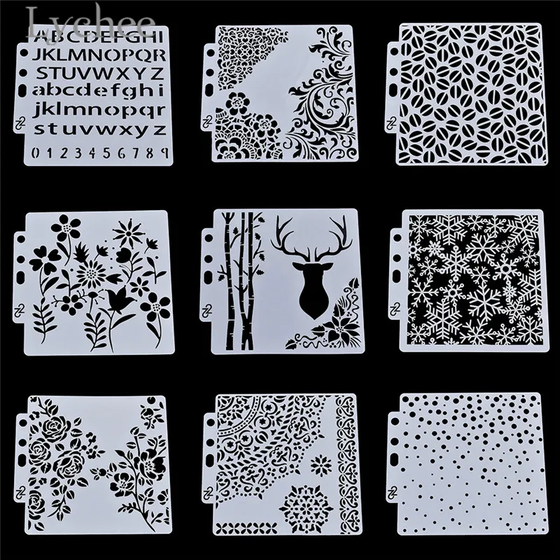 Lychee Life винтажные трафареты с буквами и цветочным узором для творчества слойные