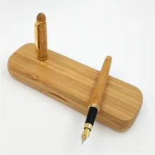100pcs/set New Arrival Bamboo Pen Set Boutique ECO Bamboo Pen with Bamboo Pen Advertising Pen Can Laser Logo Factory Wholesale golfers pen set with clock