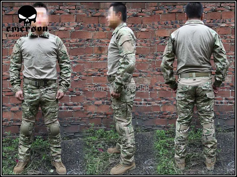 Эмерсон gen2 в боевой Единый комплект боевой рубашка и брюки с наколенники & локоть площадку Многокамерный EM2725