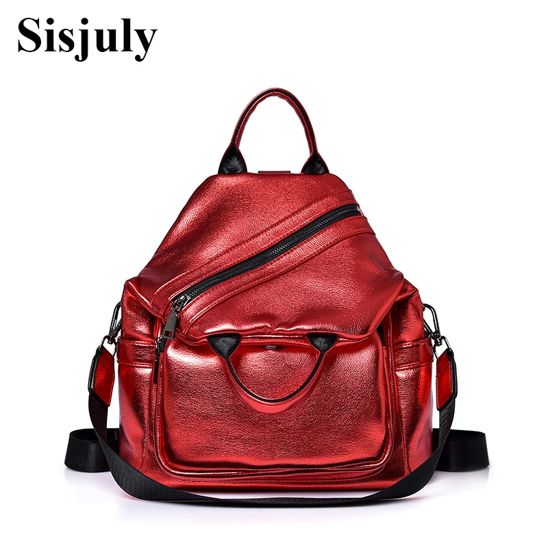 

Sisjuly Multifunction Backpack Women Leather Bling Backpack Girls Small School Bag Various Methods Back Packs Women Cool Daypack