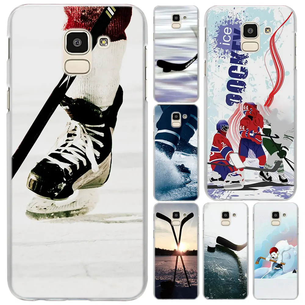 

I love ICE Hockey Pattern Transparent frame hard Case Cover for Samsung Galaxy J6 J8 2018 J3 J4 J7 J520 J720 J2 Prime