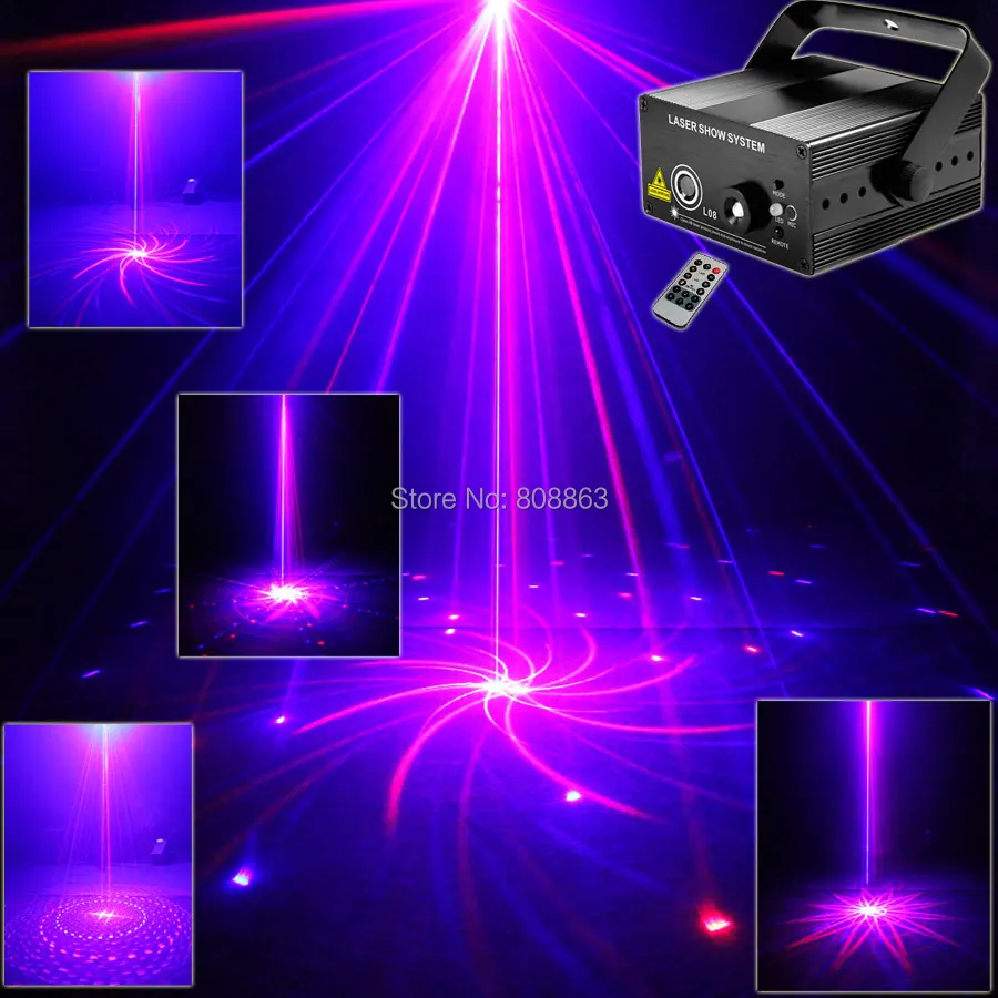 

New Model Red Blue 8 Patterns Laser Projector Blue Led Remote Stage DJ Xmas Bar Home Dance Disco Party Lighting Light Show LB8