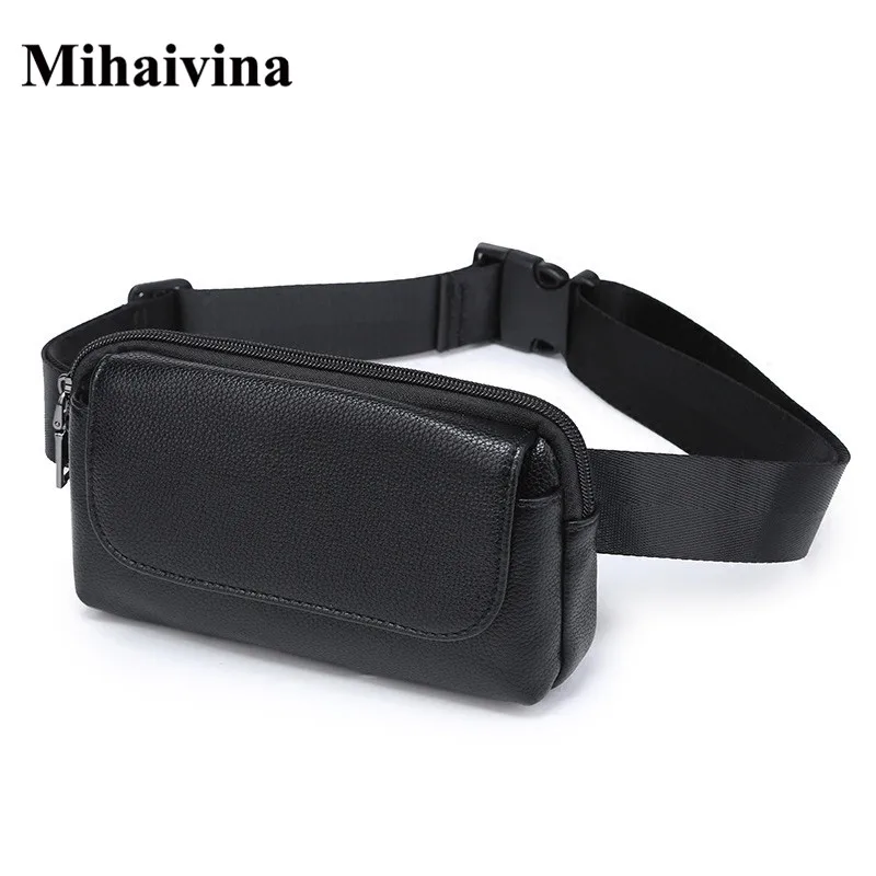Wholesale Fashion Women Waist Bag Black Ladies PU Leather Belt Travel