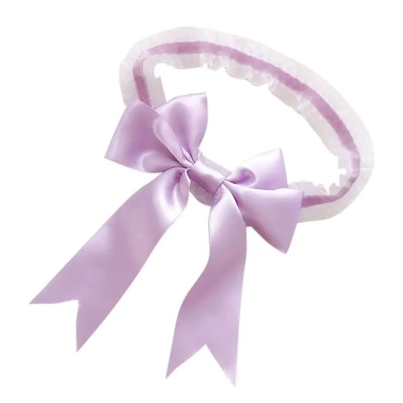 1 шт. женские свадебные одноцветные кружевные эластичные облегающие кольца широкая лента бант свадебное платье подвязка для ног Косплей нижнее белье браслет на руку - Цвет: Фиолетовый