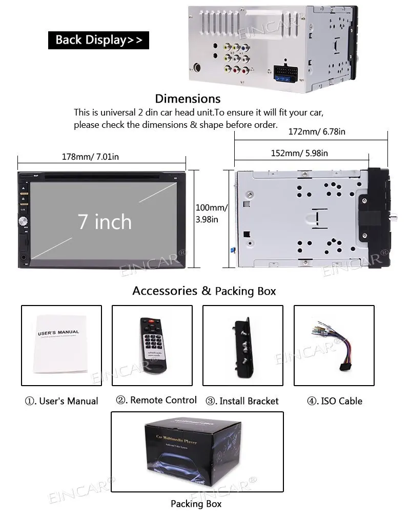 Best Eincar Wireless Camera as gift, 2din Car Stereo In Dash Car DVD Player Autoradio Head unit FM Radio Video Bluetooth Touch Screen 5 Best Eincar Wireless Camera as gift, 2din Car Stereo In Dash Car DVD Player Autoradio Head unit FM Radio Video Bluetooth Touch Screen 5