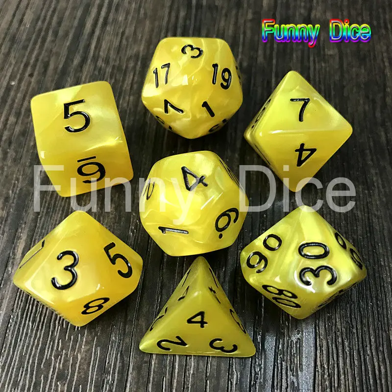 

High Quality 7PCS-die Pearlized Dice Set of D4,d6,d8,d10,d%,d12,d20 Gaming Dice,Polyhedral Decider Die RPG for Parties As Toys