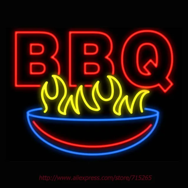 BBQ with Grill Neon Sign Signage Board Neon Bulbs Real GlassTube