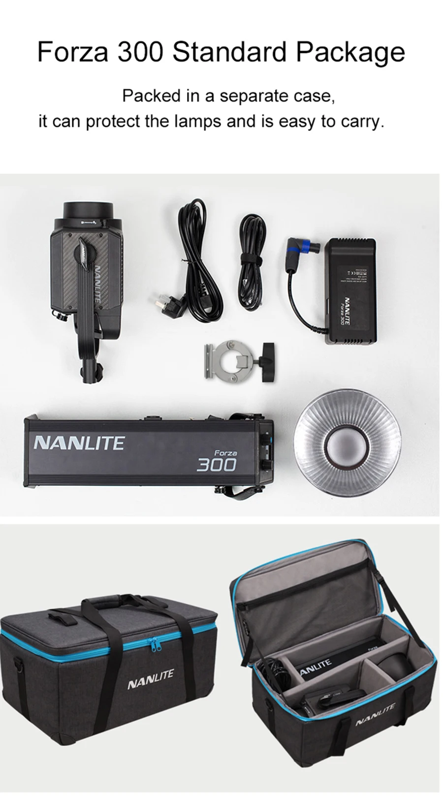 NANLITE Forza 60 Вт 300 Вт светильник для фотосъемки на открытом воздухе 5600K светодиодный моно светильник COB светильник с креплением bowens студийный стробоскопический светильник