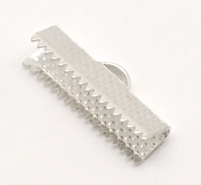

DoreenBeads Silver color Textured End Caps Crimp Beads 20x8mm(3/4"x3/8") Findings, sold per packet of 20 2015 new