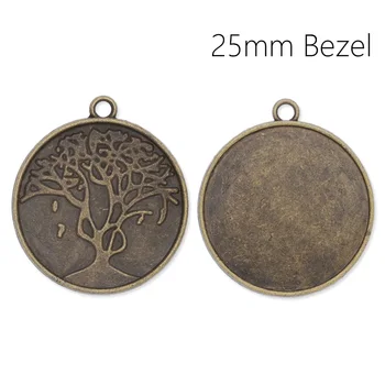 

20 pcs Antique Bronze Round Cabochon Settings Metal Pendant Trays Blanks 25 mm-C3946