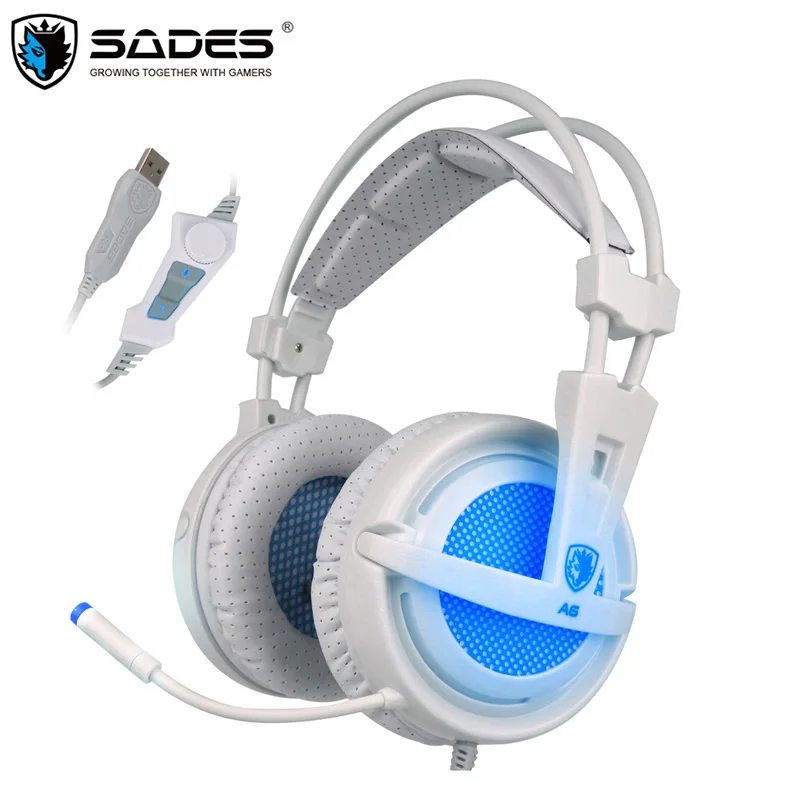 SADES A6 USB 7,1 стерео проводные Игровые наушники, игровая гарнитура с микрофоном, голосовое управление для ноутбука, компьютера, геймера