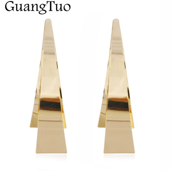 

New Fashion Vintage Punk Smooth Double Layer Triangle Drop Earring Long Irregular Spiral Metal Earrings Women Jewelry EK2154