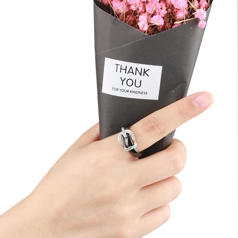 New Ring Jewelry CZ Stone Stainless Steel Belt Crown RING Black White Big Size 10 11 12 Ceramic Big Ring For Men Women Jewelry 5