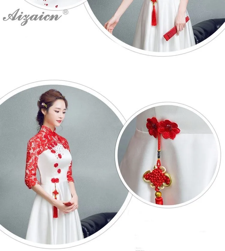 Белое Атласное китайское платье Чонсам с вышивкой, женские длинные платья Qipao, повседневное вечернее платье в восточном стиле, китайское хор