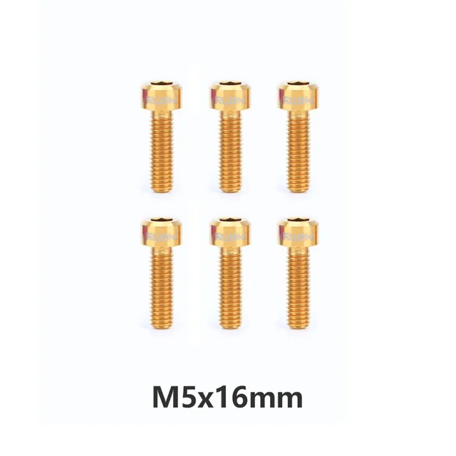 6PCS M5x16/18mm Titanium Bicycle Stem Bolt Screws for Road Racing Mountain Bike Stem Fixing Bolts Ti Black Gold Rainbow M5x16mm Gold