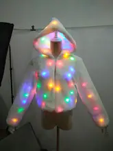 2017 new faux fur coat Hooded Dress hair color LED light Christmas clothing festival stage