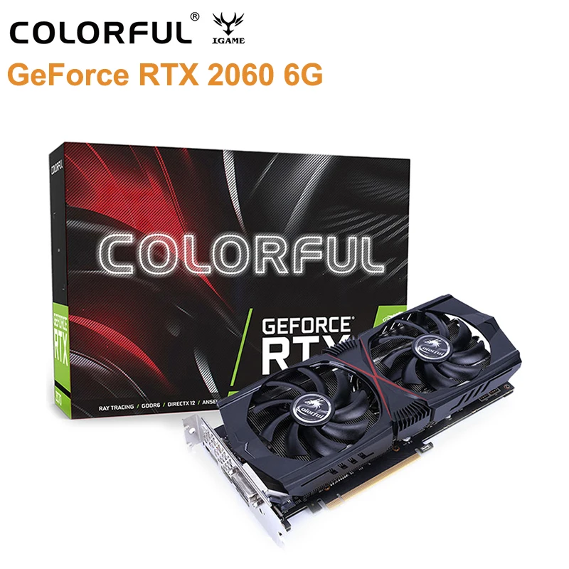 Оригинальная Красочная видеокарта GeForce RTX 2060 6 ГБ игровая GT 8 контактный двойной