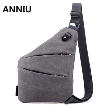 

high quality Fashion Men Canvas Chest Bag Simple Messenger Crossbody Bag Male Sling Bags Casual Travel Wearable gun shoulder bag